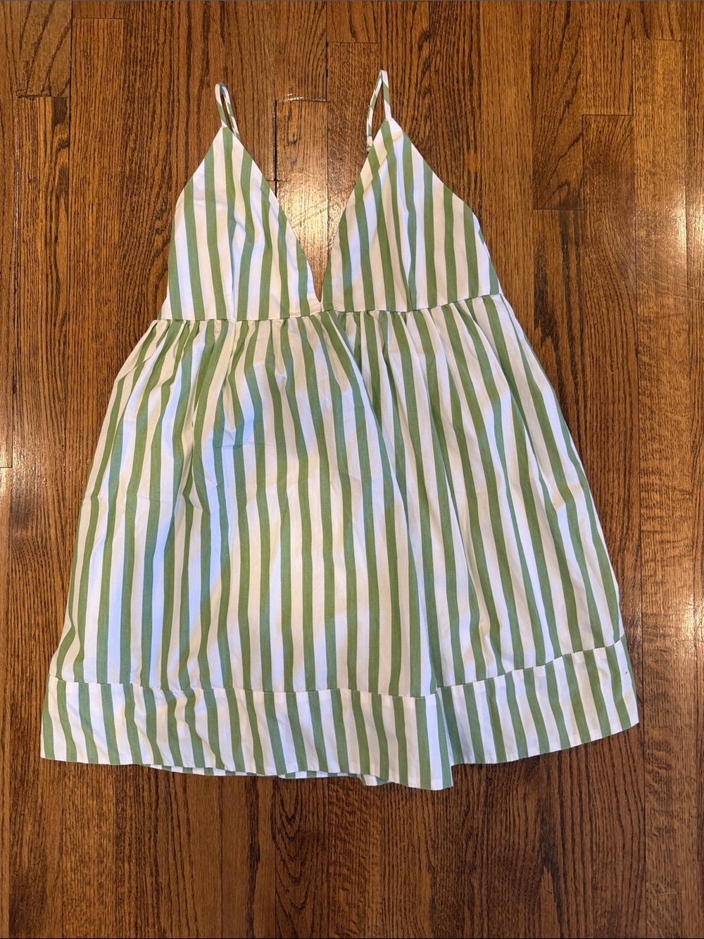Abercrombie & Fitch Green and White Striped Spaghetti Strap Sundress